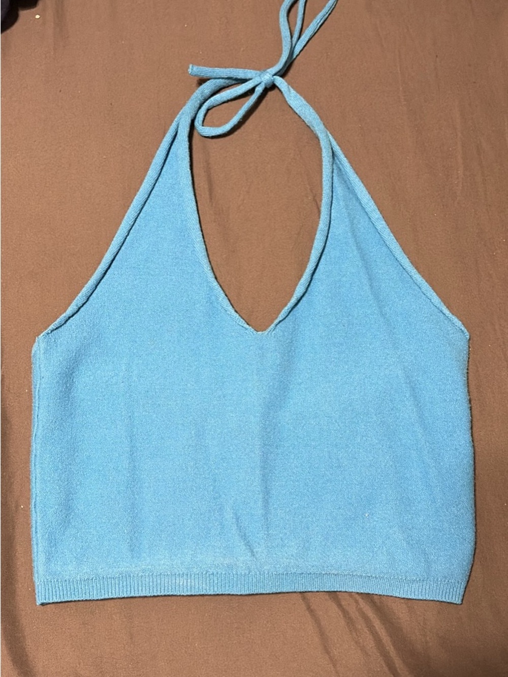 Lioness Light Blue Halter Knit Crop Top size small womens